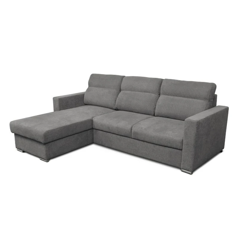 Divano angolare con penisola reversibile e letto estraibile colore grigio - Kendall
