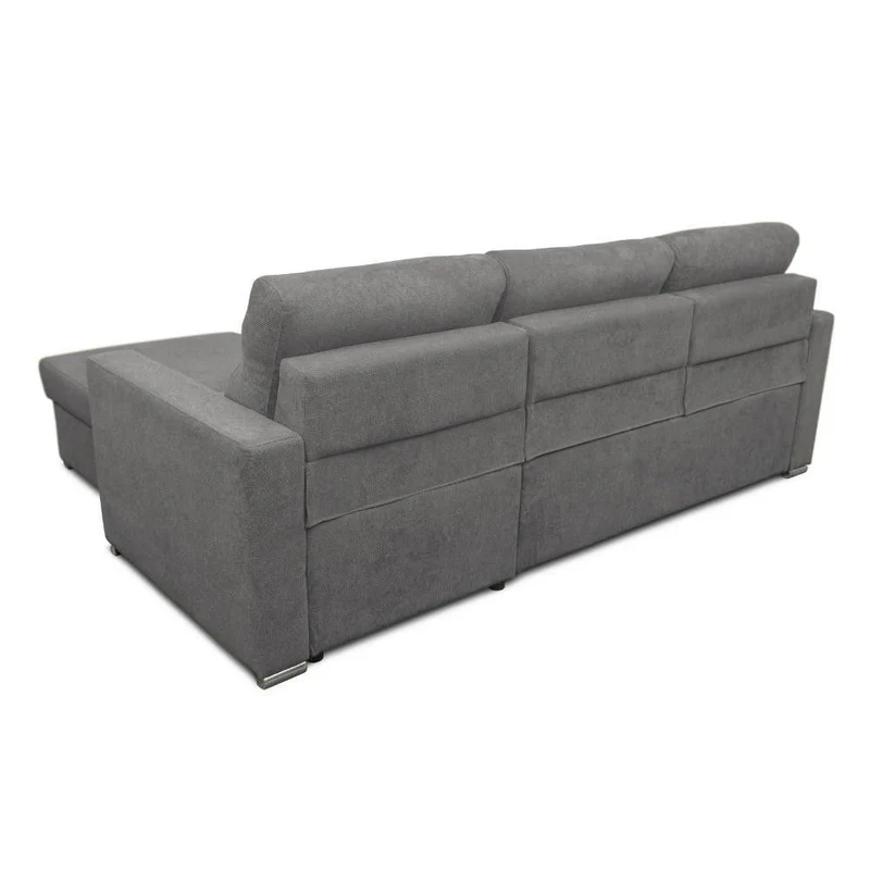 Divano angolare con penisola reversibile e letto estraibile colore grigio - Kendall