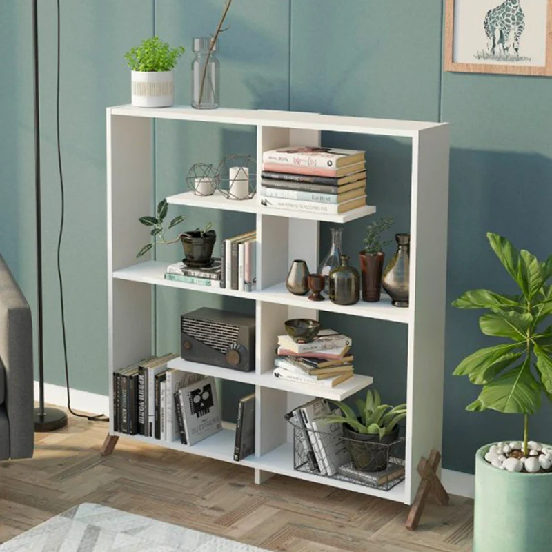 Libreria 113x117h cm colore bianca con piedini a croce - Kipp