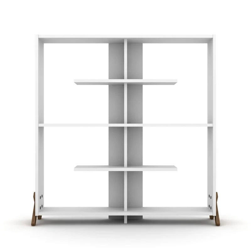 Libreria 113x117h cm colore bianca con piedini a croce - Kipp