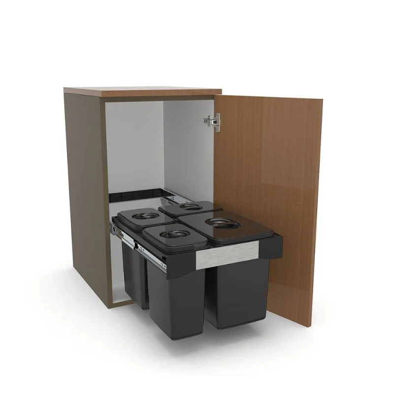 Pattumiera estraibile con 4 contenitori colore grigio - Freejazz624
