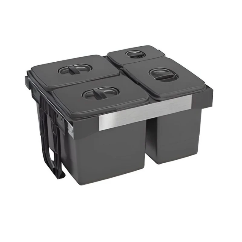 Pattumiera estraibile con 4 contenitori colore grigio - Freejazz
