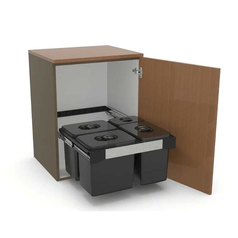 Pattumiera estraibile con 4 contenitori colore grigio - Freejazz