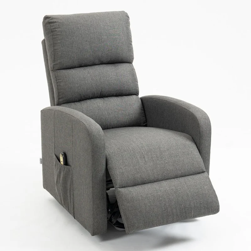 Poltrona alza persona con 1 motore e rivestimento in tessuto color grigio - Lorena