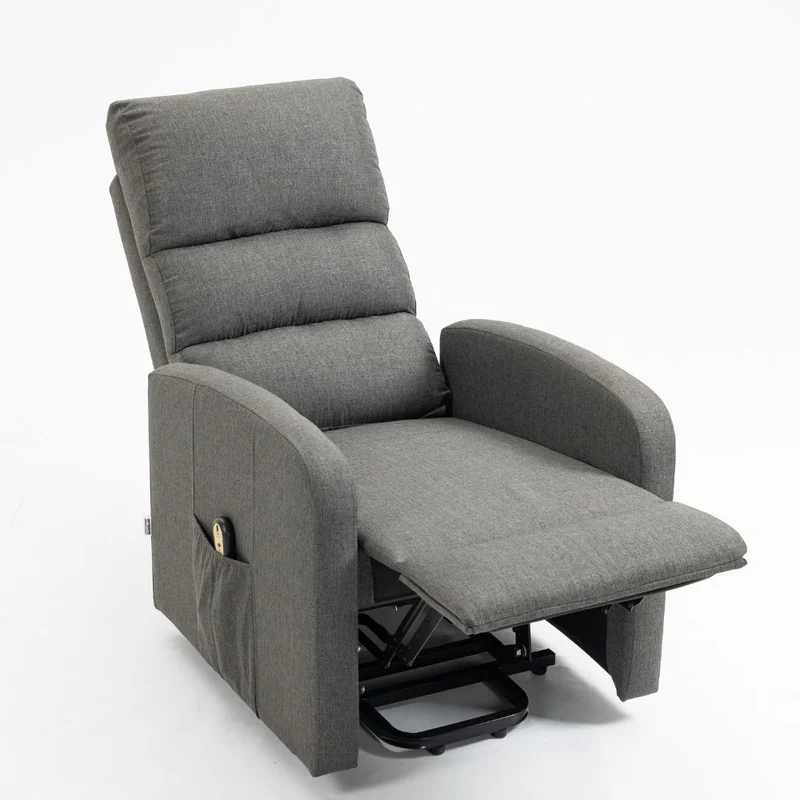 Poltrona alza persona con 1 motore e rivestimento in tessuto color grigio - Lorena