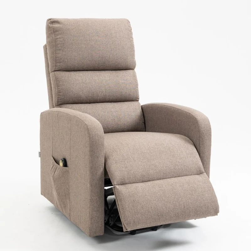 Poltrona alza persona con 1 motore e rivestimento in tessuto color cappuccino - Lorena