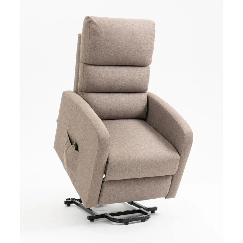 Poltrona alza persona con 1 motore e rivestimento in tessuto color cappuccino - Lorena