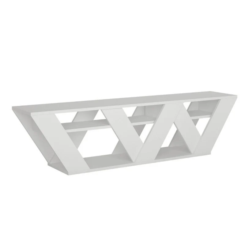 Mobile Porta TV 158 cm in legno con tre ripiani colore bianco - Ralla