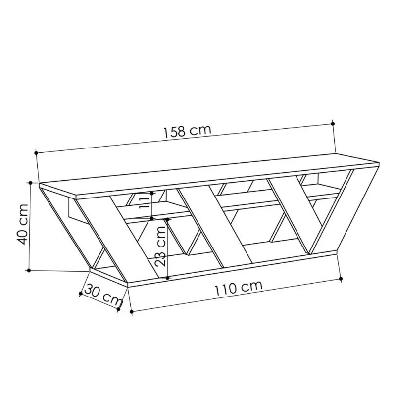 Mobile Porta TV 158 cm in legno con tre ripiani colore antracite - Ralla