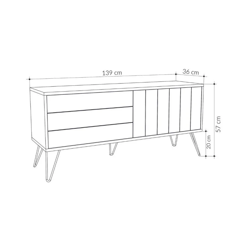 Mobile porta TV 139 cm con due ante a ribalta colore antracite e rovere - Piccadilly