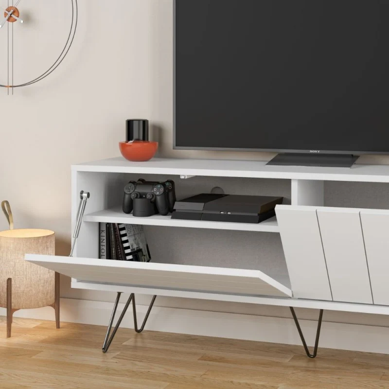 Mobile porta TV 139 cm in legno con due ante a ribalta colore bianco - Piccadilly