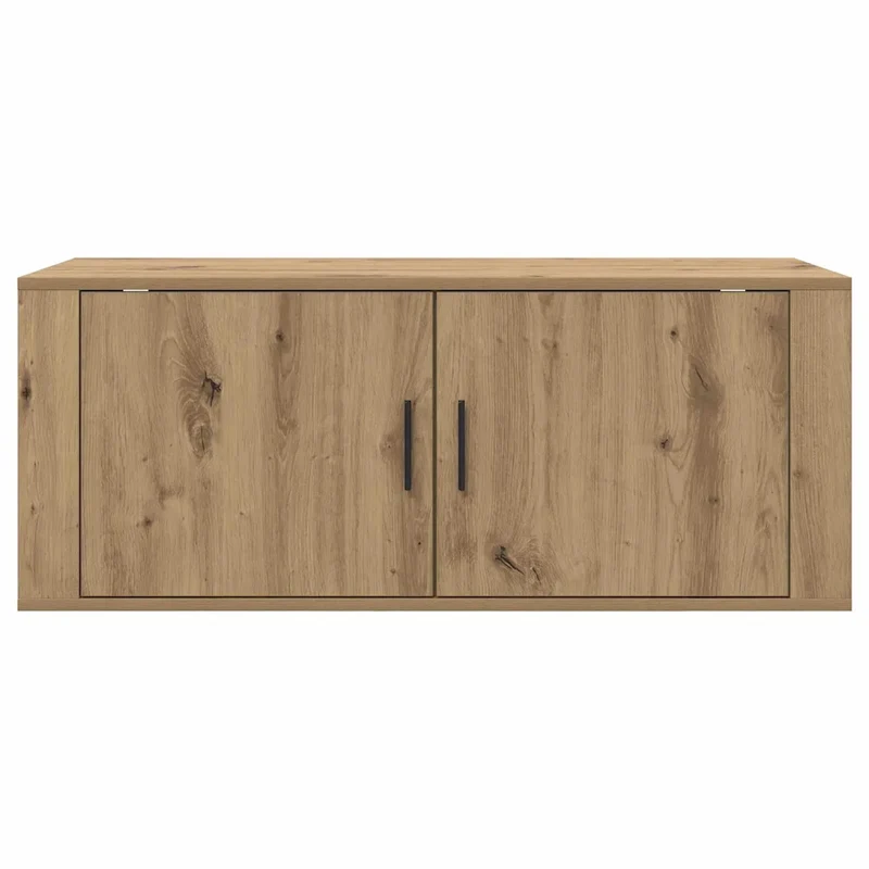 Meuble TV mural rustique moderne rangement optimal 100 x 34,5 x 40 cm en bois d'ingénierie chêne artisanal 02_0052706