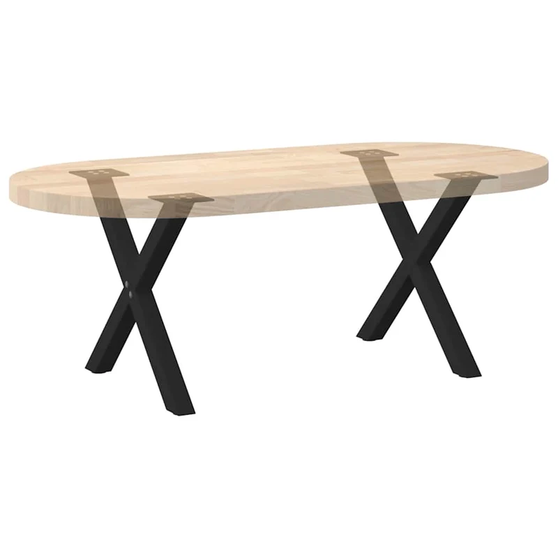 Lot de 2 pieds de table basse en forme de X 60 x 43 cm robustes avec niveaux réglables style moderne en acier noir 02_0057173