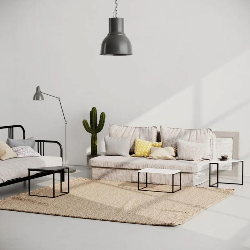 Set tre tavolini da salotto colore bianco e antracite - OhLady