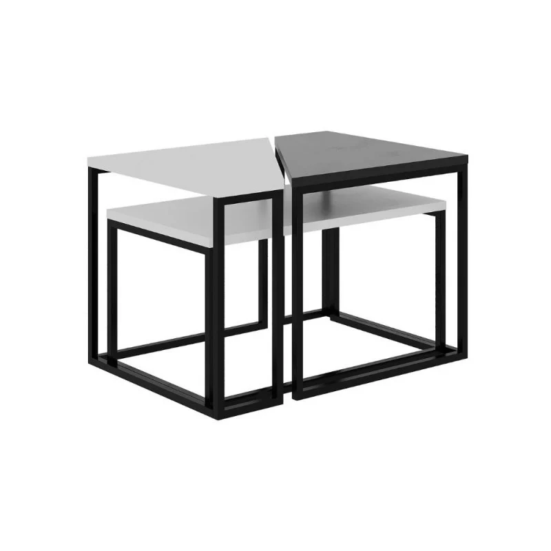 Set tre tavolini da salotto colore bianco e antracite - OhLady