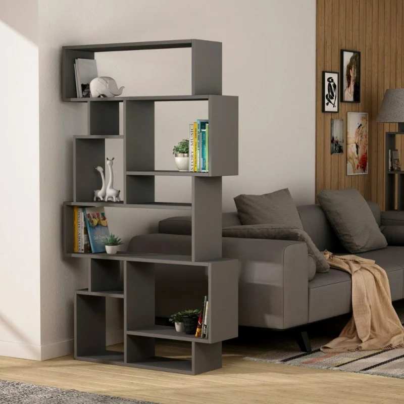 Libreria in legno 96x168,5h cm bifacciale colore antracite - Karmato