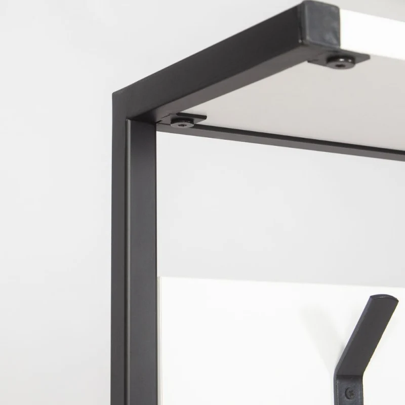 Mobile ingresso 78 cm in legno con appendiabiti in metallo nero e particolari colore bianco - Nomad