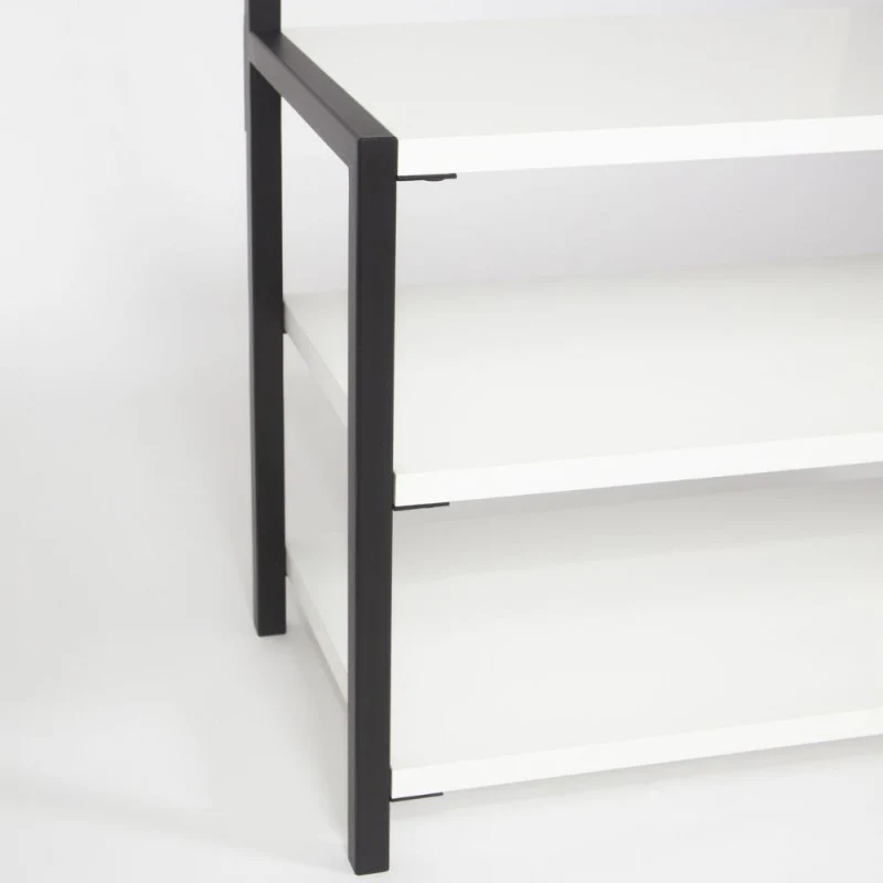 Mobile ingresso 78 cm in legno con appendiabiti in metallo nero e particolari colore bianco - Nomad
