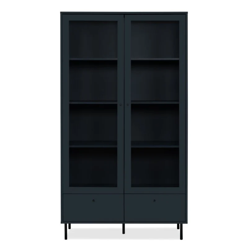 Vetrina con 2 ante a vetro e cassetto colore blue navy 183x100cm - Caracas