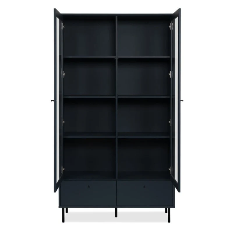 Vetrina con 2 ante a vetro e cassetto colore blue navy 183x100cm - Caracas
