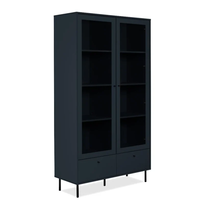 Vetrina con 2 ante a vetro e cassetto colore blue navy 183x100cm - Caracas