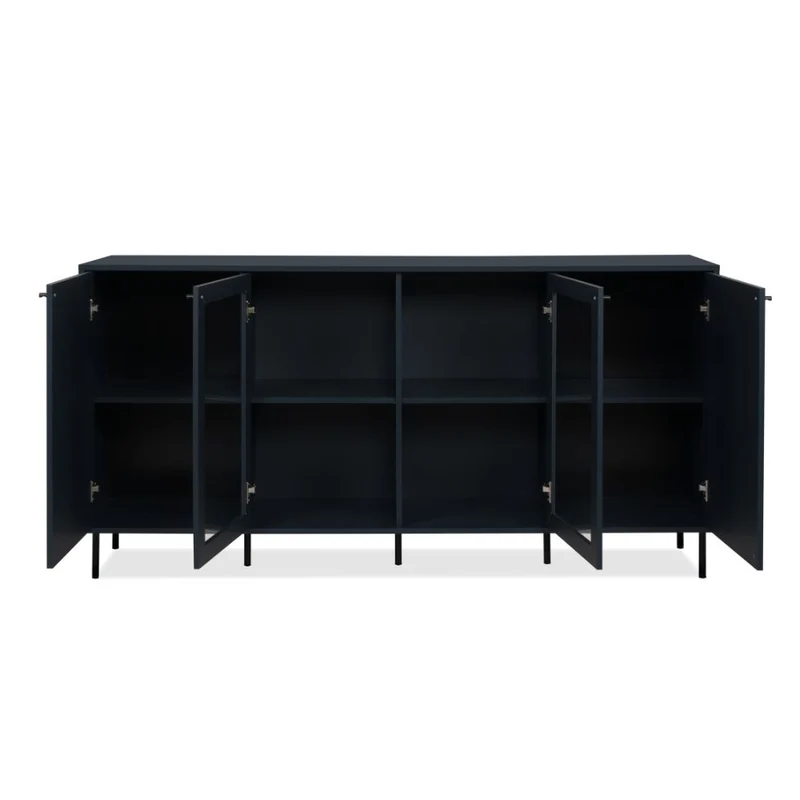 Credenza moderna 180cm con ante in vetro e ripiani colore blue navy - Caracas