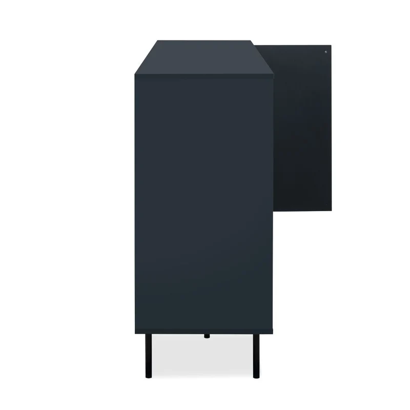 Credenza moderna 180cm con ante in vetro e ripiani colore blue navy - Caracas