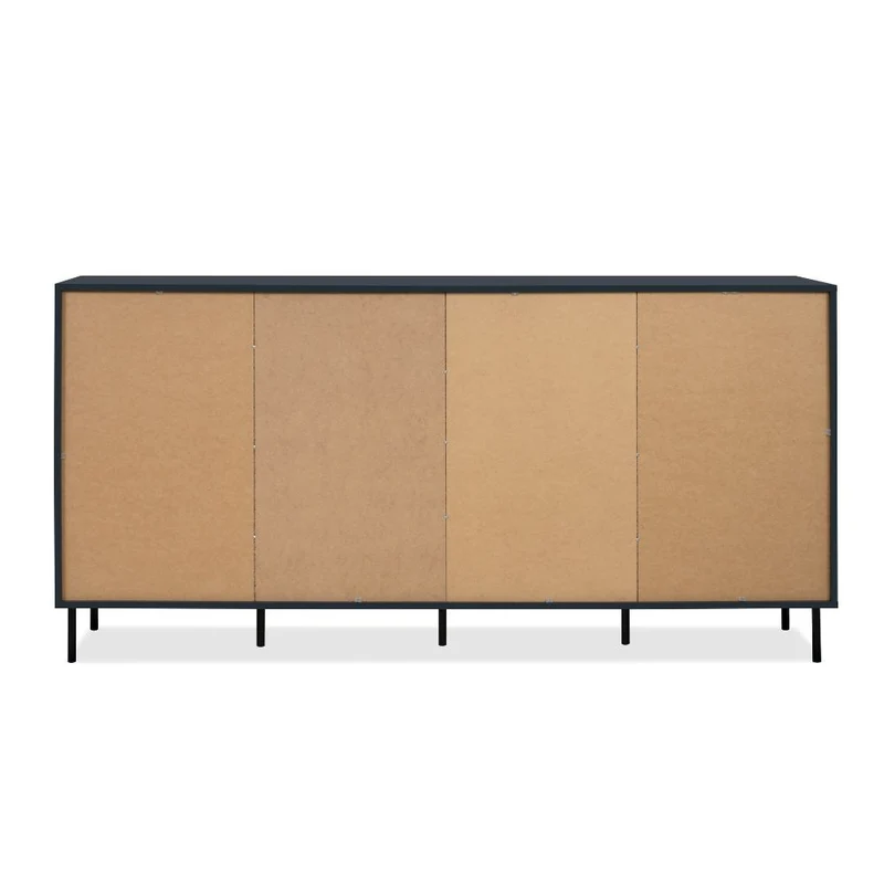 Credenza moderna 180cm con ante in vetro e ripiani colore blue navy - Caracas