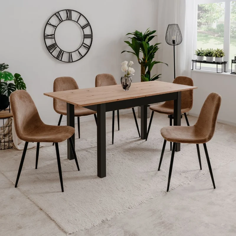 Tavolo allungabile colore rovere e gambe nere 120x70 cm - Coburg