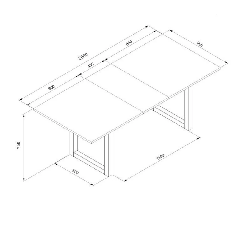 Tavolo allungabile 160x90 cm con piano color legno e gambe antracite - Austin