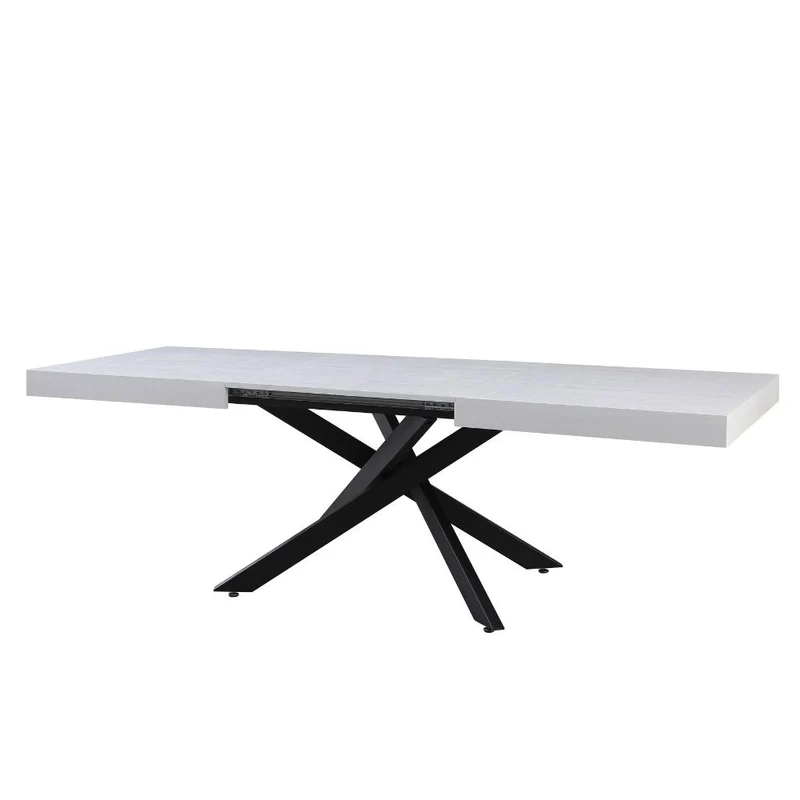 Tavolo allungabile con piano colore bianco e base nera 160x90 cm - Belinda