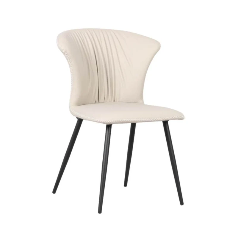 Set 2 Sedie con schienale avvolgente beige e gambe in metallo nero - Core