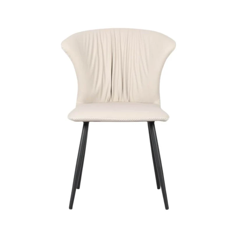 Set 2 Sedie con schienale avvolgente beige e gambe in metallo nero - Core