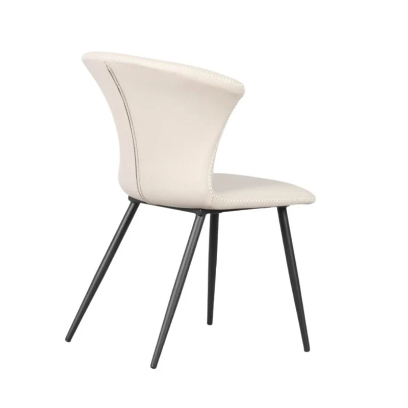 Set 2 Sedie con schienale avvolgente beige e gambe in metallo nero - Core