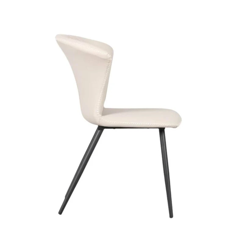Set 2 Sedie con schienale avvolgente beige e gambe in metallo nero - Core
