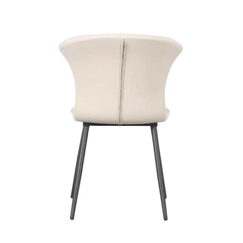 Set 2 Sedie con schienale avvolgente beige e gambe in metallo nero - Core