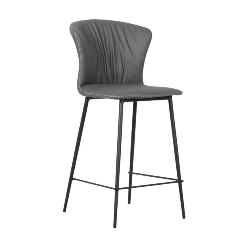 Sgabello con schienale avvolgente colore antracite e gambe in metallo nero - Core