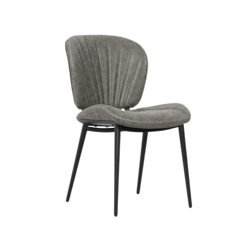 Set 2 Sedie vintage colore grigio chiaro con gambe in metallo nero - Elice