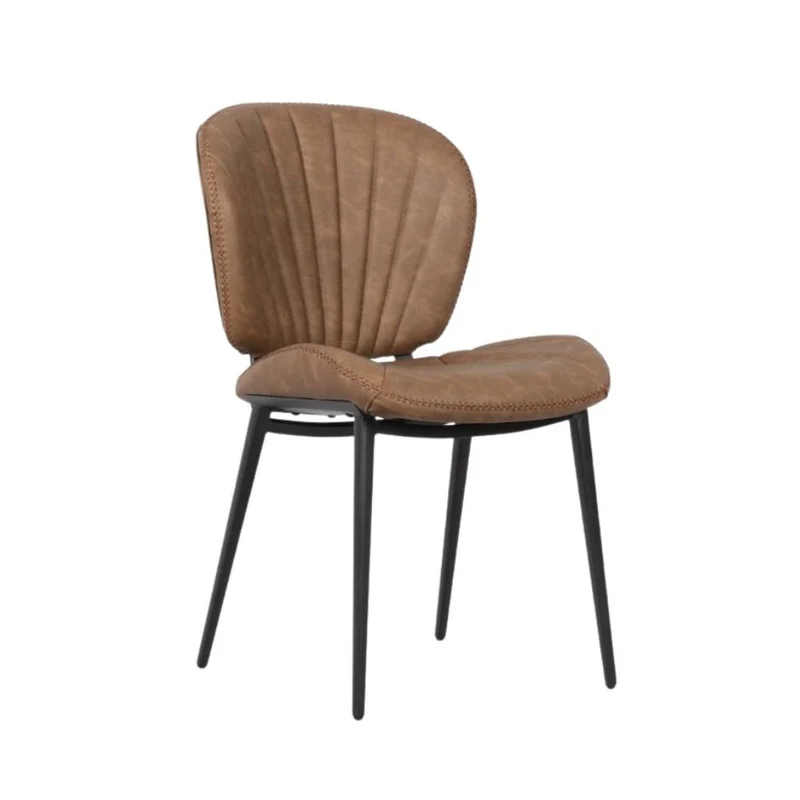 Set 2 Sedie vintage colore tortora con gambe in metallo nero - Elice
