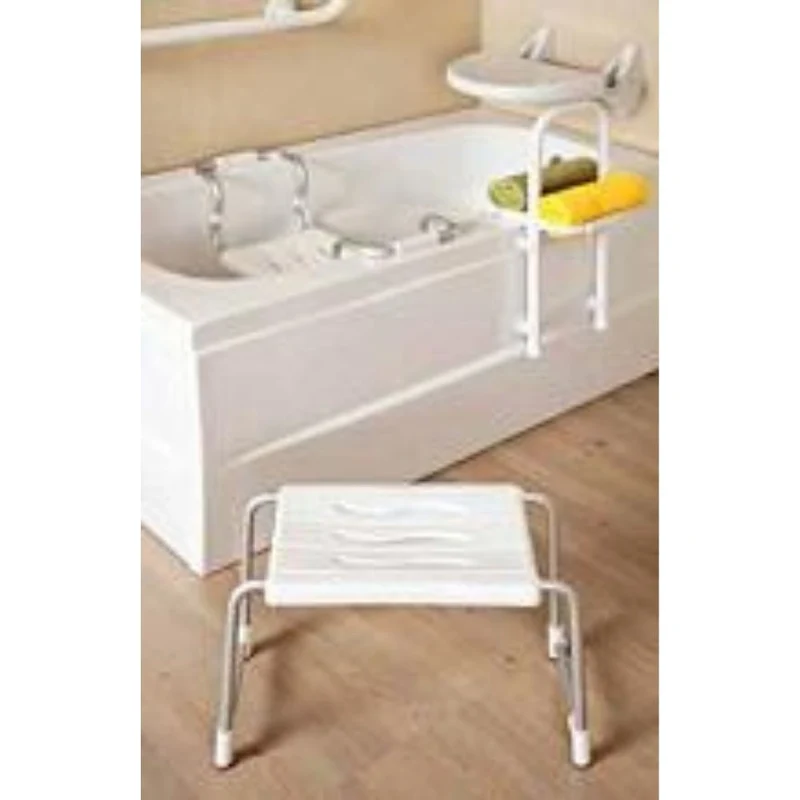 Sgabello per doccia o vasca da bagno colore bianco carico 150 kg
