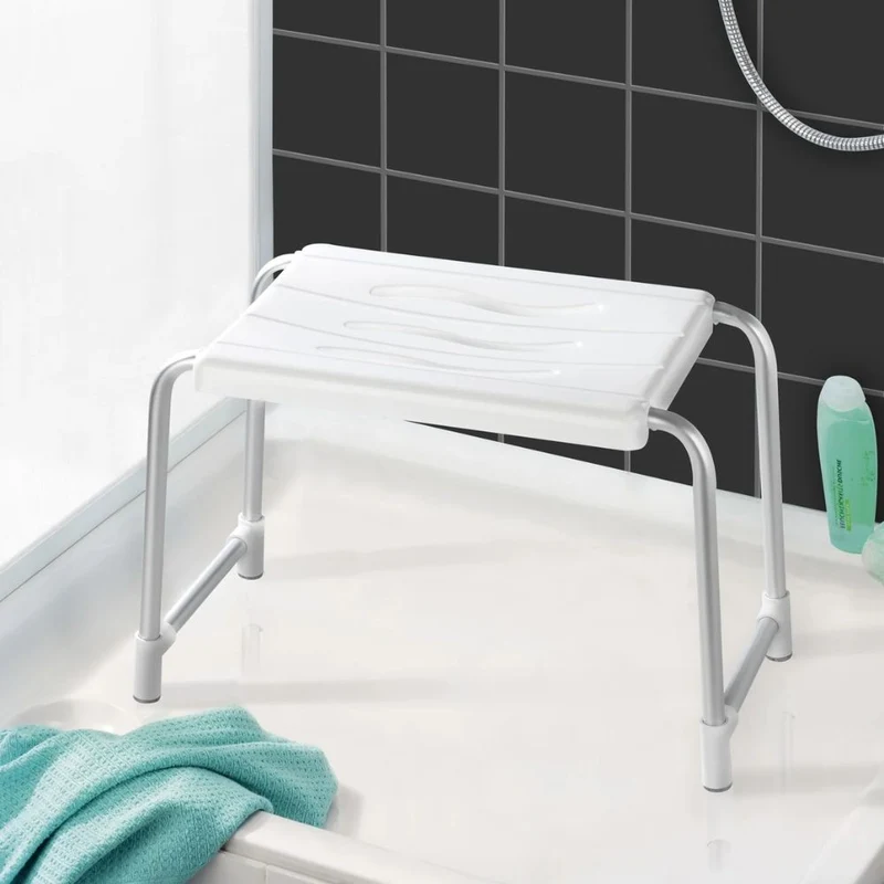 Sgabello per doccia o vasca da bagno colore bianco carico 150 kg