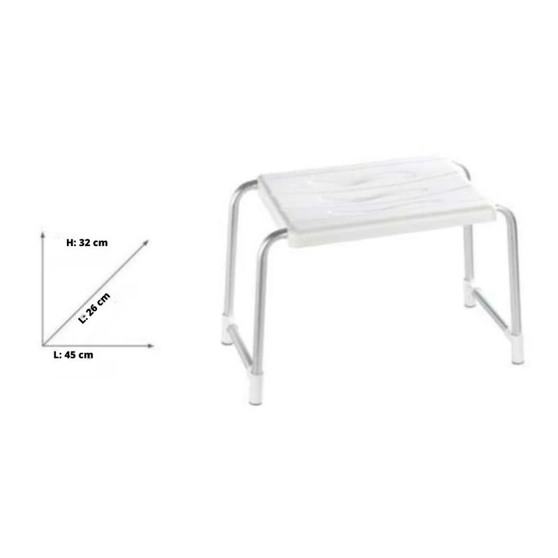 Sgabello per doccia o vasca da bagno colore bianco carico 150 kg