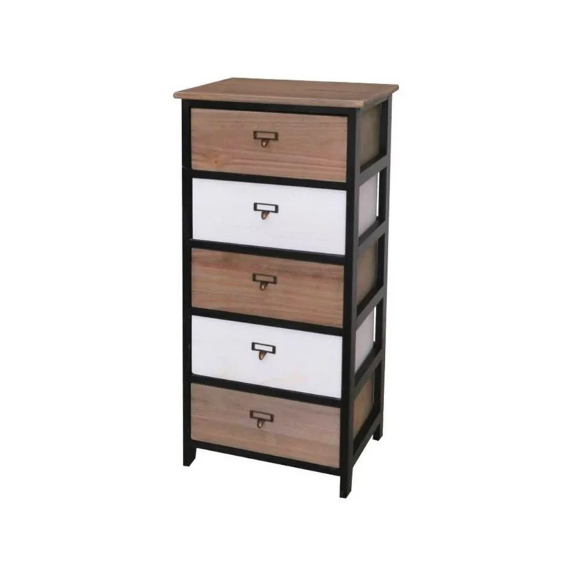 Cassettiera 40x90h in legno con 5 cassetti colore bianco e nero - Industry