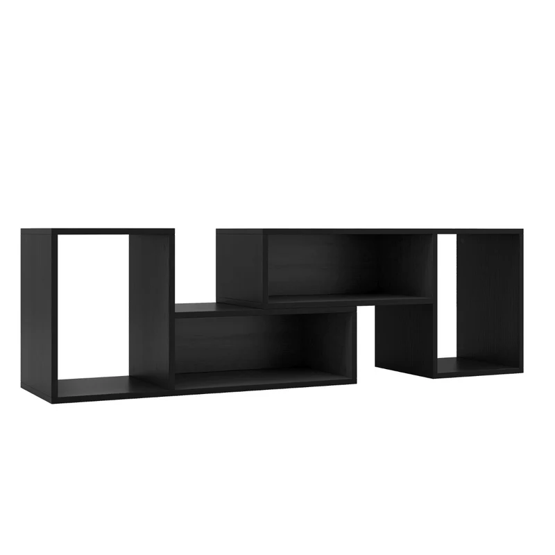 Meuble TV lot de 2 pièces minimaliste avec étagères modulables 80 x 30 x 40 cm stockage spacieux en bois noir 20_0012799