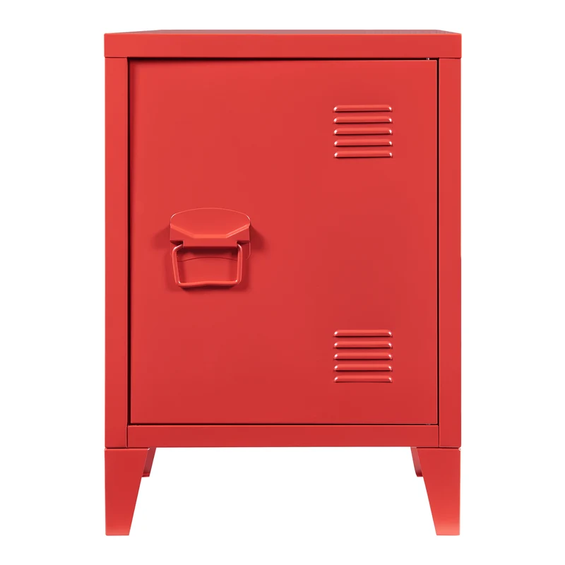 Table de chevet table de nuit commode meuble de rangement 57 x 40 x 30 cm en acier laminé rouge 03_0011016