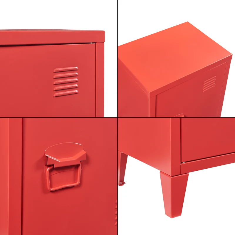 Table de chevet table de nuit commode meuble de rangement 57 x 40 x 30 cm en acier laminé rouge 03_0011016