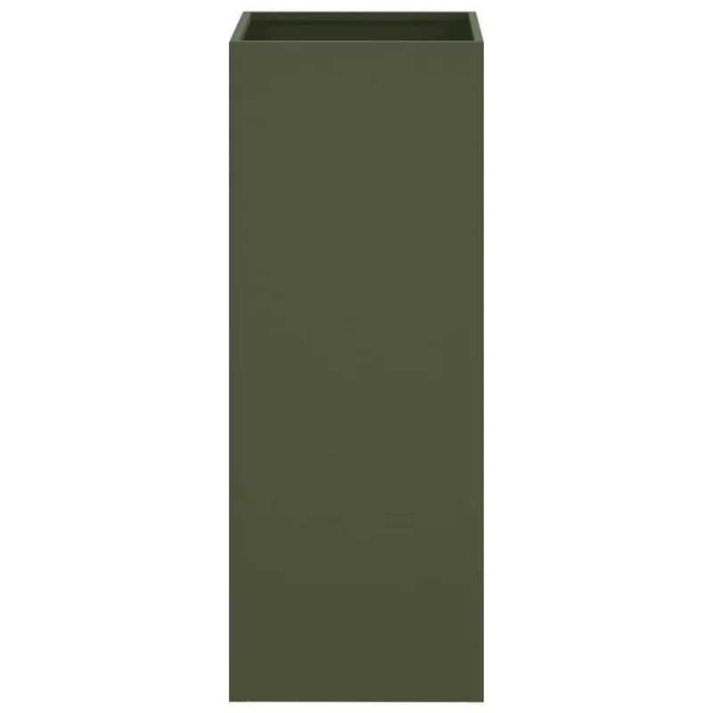 Jardinière bac lit surélevé plantes fleurs terrasse jardin olive 32 x 29 x 75 cm acier vert 02_0038693