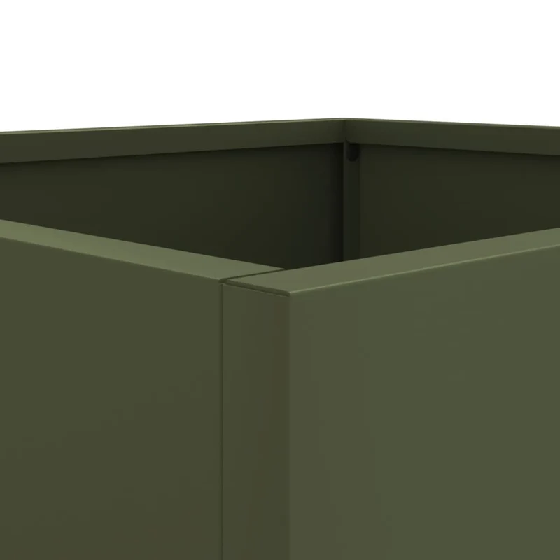 Jardinière bac lit surélevé plantes fleurs terrasse jardin olive 32 x 29 x 75 cm acier vert 02_0038693