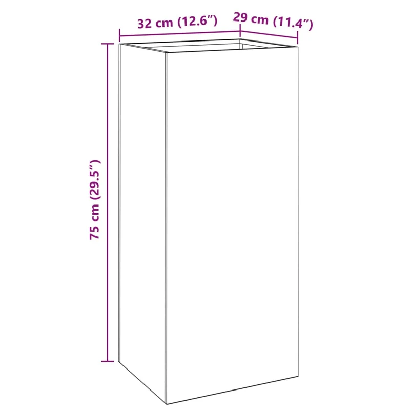 Jardinière bac lit surélevé plantes fleurs terrasse jardin olive 32 x 29 x 75 cm acier vert 02_0038693