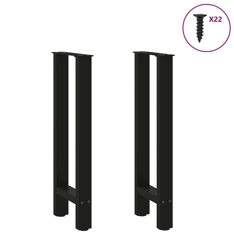 Lot de 2 pieds de table console réglables 38 x 72 cm design moderne salle à manger en acier noir 02_0057536